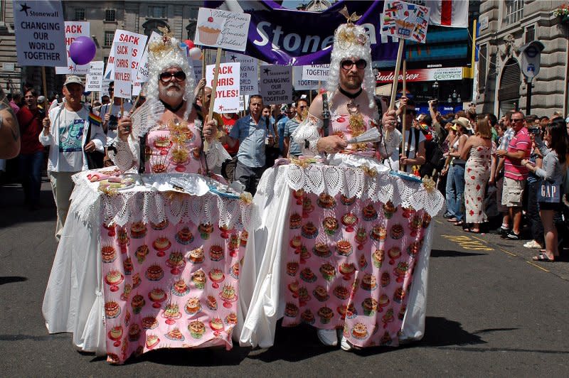 CBS News reported the alert is in response to threats made by ISIS militants against Pride events set to take place in parts of Europe (London, 2006 pictured). File Pool Photo by Johnny Armstead/UPI