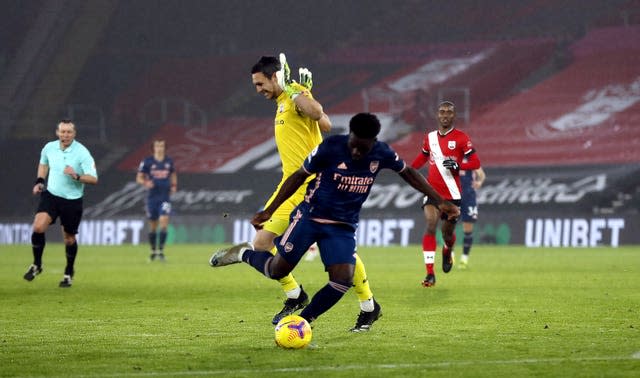 Saka scored his fifth Premier League goal of the season in the win at St Mary's.