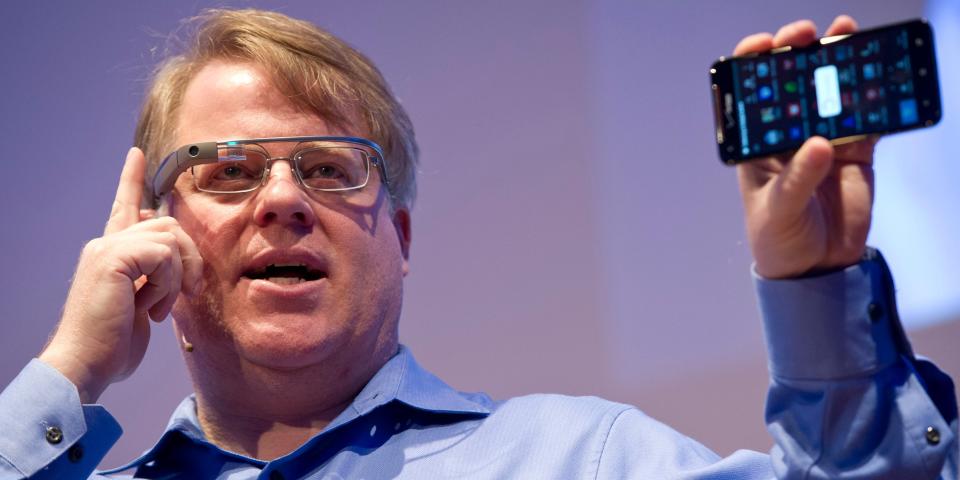 US blogger Robert Scoble presents the Google Glass on April 24, 2013 at the "NEXT Berlin" conference in Berlin. "NEXT Berlin" describes itself as "a meeting place for the European digital industry". Organisers say that at the conference, "marketing decision-makers and business developers meet technical experts and creative minds to discuss what will be important in the next 12 months". The conference is running from April 23 to 24, 2013. AFP PHOTO / OLE SPATA / GERMANY OUT (Photo credit should read Ole Spata/DPA/AFP via Getty Images)