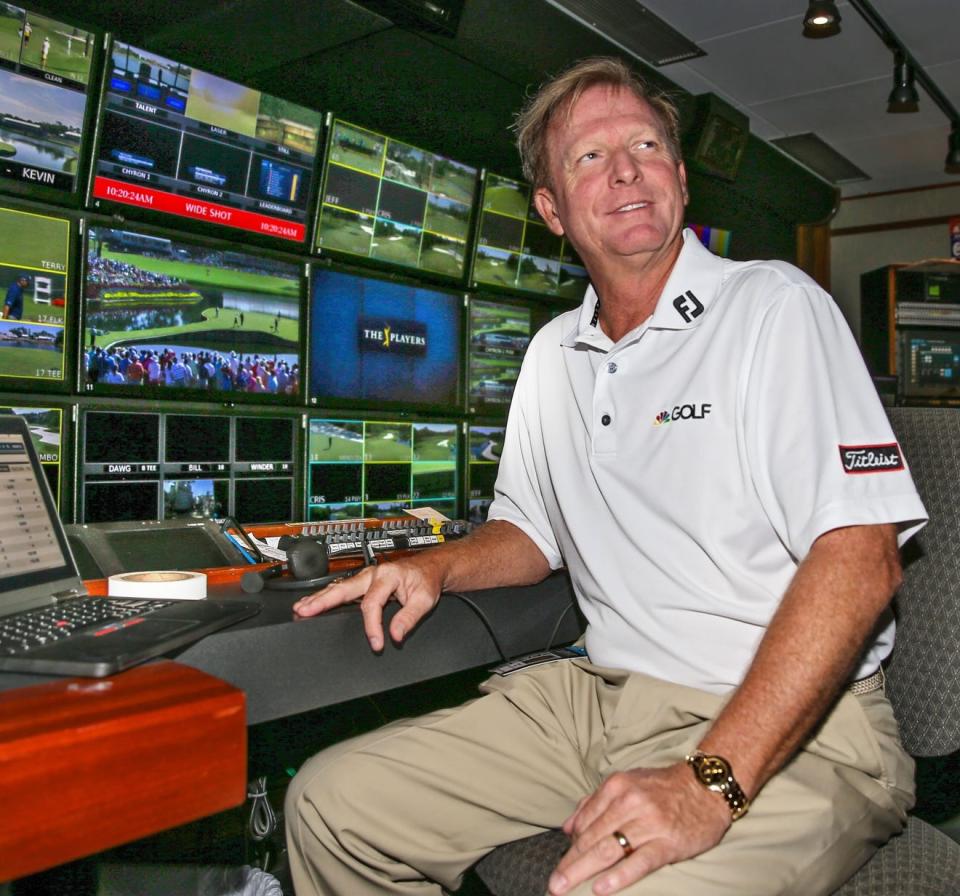NBC golf producer Tommy Roy sits at his console in the production truck used for The Players Championship. Roy said producing a golf telecast 50 years from now will be more simple. (Gary Lloyd McCullough for USA Today Network)