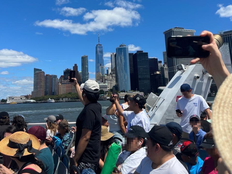 Taking photos of the skyline.