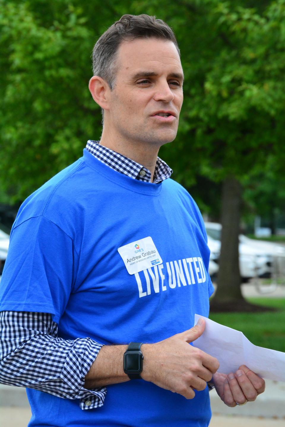 Heart of Missouri United Way President and CEO Andrew Grabau talks Friday about the benefits of the United Way's newly formed Give 5 program for retirees, which connects them with volunteer opportunities in the community.