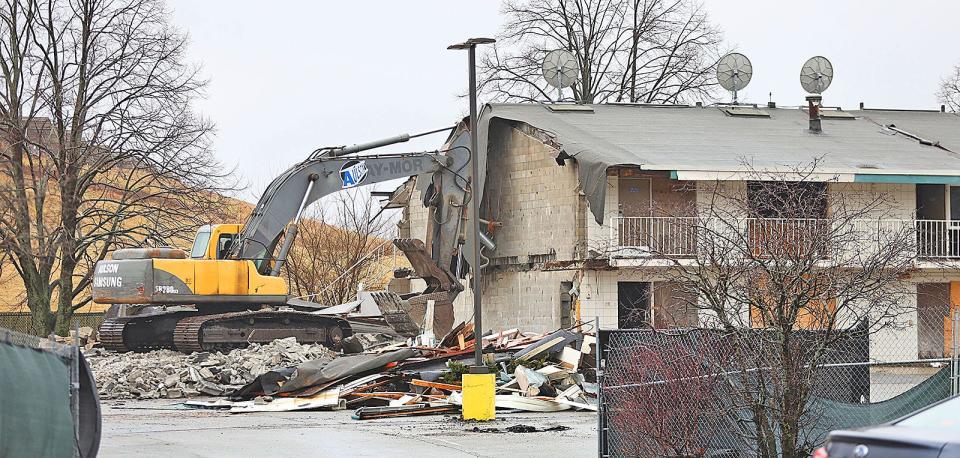 The former Motel 6 on Union Street Braintree is being torn down to make way for new development on Thursday, March. 6, 2024