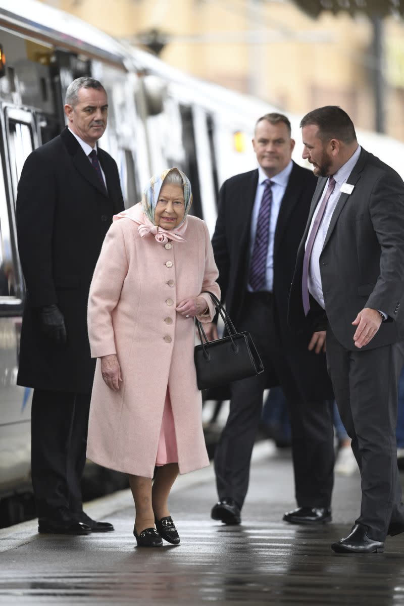 The Queen arrived at King's Lynn railway station in Norfolk on Friday afternoon (Picture: AP) 