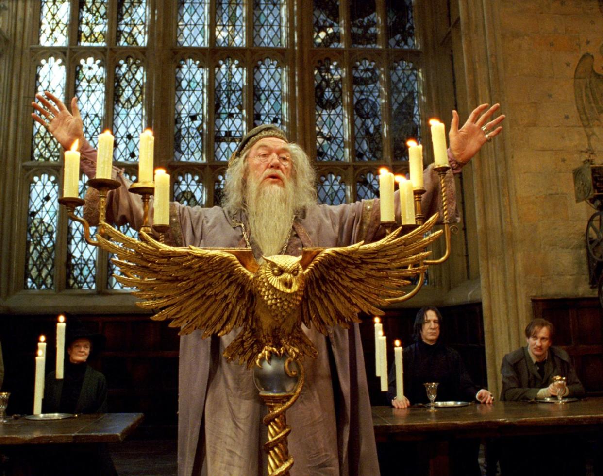 michael gambon as dumbledore, harry potter and the prisoner of azkaban