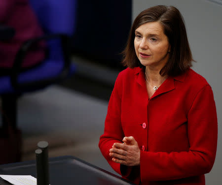 Katrin Goering-Eckardt of the Green party addresses the German lower house of parliament Bundestag in Berlin, Germany, February 22, 2018. REUTERS/Axel Schmidt