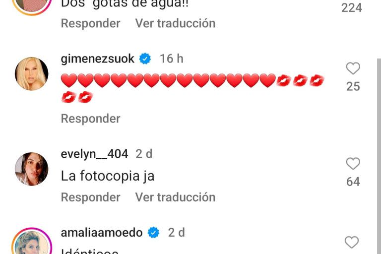 Algunos de los comentarios que le hicieron en su publicación de Instagram