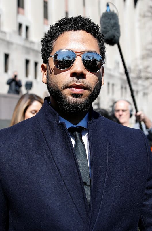 FILE PHOTO: Actor Jussie Smollett leaves court after charges against him were dropped by state prosecutors in Chicago