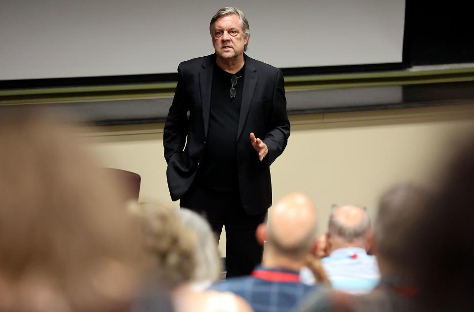 David Blankenhorn, founder and president of the Institute for American Values and Braver Angels, speaks to conservative members of Braver Angels at the Braver Angels National Convention at Gettysburg College in Gettysburg, Pa., on Thursday, July 6, 2023. | Kristin Murphy, Deseret News