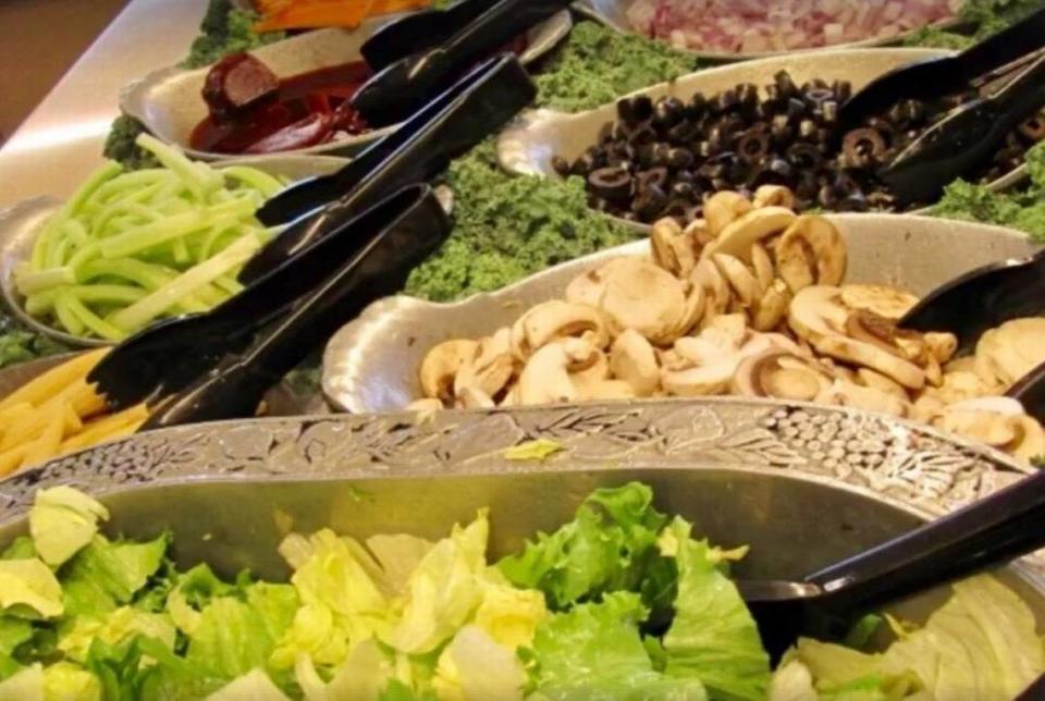 The Iron Skillet Restaurant at a Weatherford truck stop has an old-timey, long soup-and-salad bar.