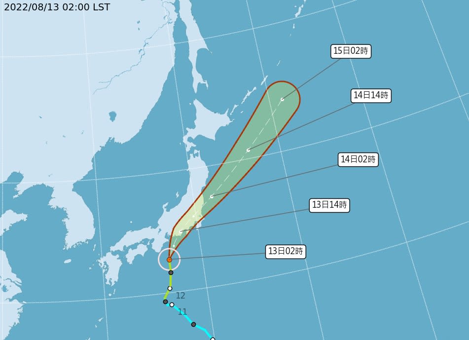 今年第八號輕度颱風米雷，移動路徑朝日本方向移動，對台灣天氣並無影響。   圖/中央氣象局