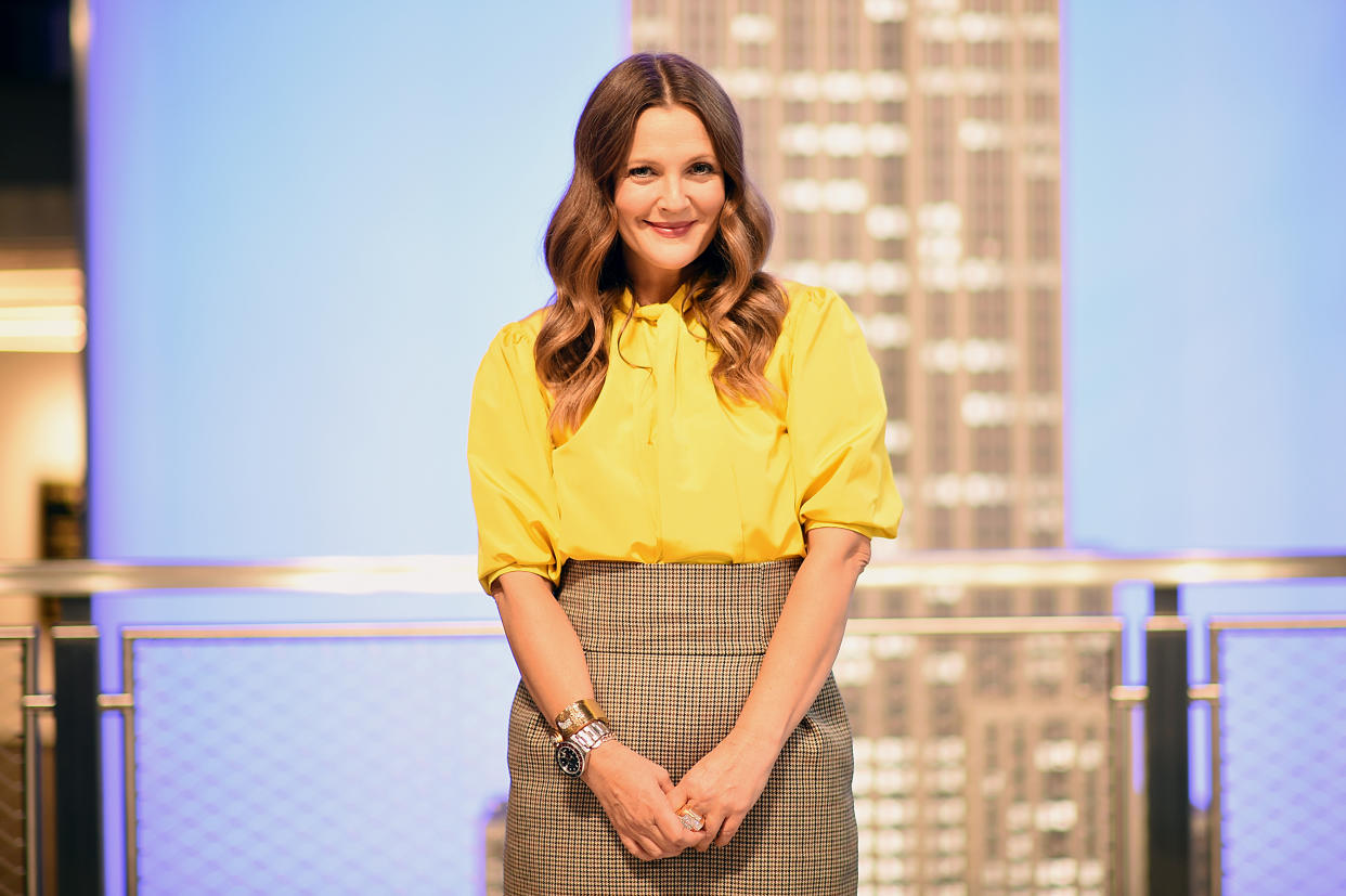 NEW YORK, NEW YORK - SEPTEMBER 14: Drew Barrymore celebrates the Launch of The Drew Barrymore Show at The Empire State Building on September 14, 2020 in New York City. (Photo by Dimitrios Kambouris/