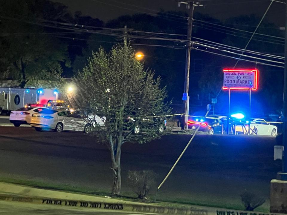 The scene of an officer-involved shooting in Whitehaven is taped off on Thursday, March 30, 2023. Two Memphis Police Department officers and one suspect were wounded in the incident.