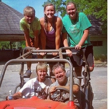 Randy Hentzel of Ankeny, bottom right, with wife Sara Hentzel, bottom left, son T.J., and daughters Kali and Anna. Hentzel is one of two American missionaries violently killed in 2016 in St. Mary's Parish, Jamaica.