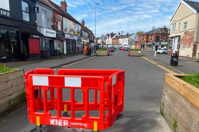 Plastic barriers on York Road after a LTN bollard was 'removed.'