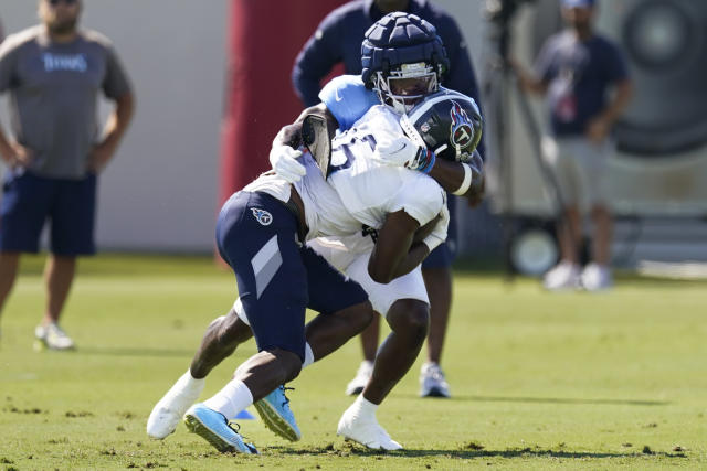 Treylon Burks carted off of Titans practice field with injury - On3