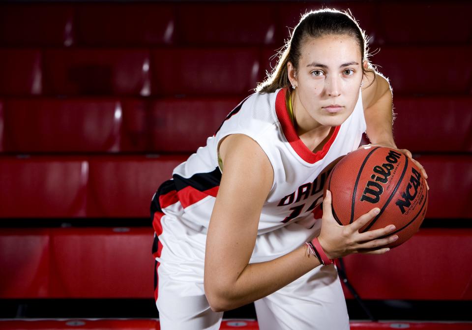 Katie Pritchard has led NCAA Division II in 3-point shooting in two of the last three seasons.  Nathan Papes/News-Leader
Drury Lady Panther Katie Pritchard on media day on Tuesday, Nov. 6, 2012.