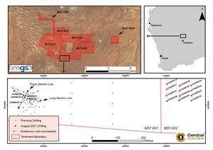 Plan of tenements and collar locations of recent drilling