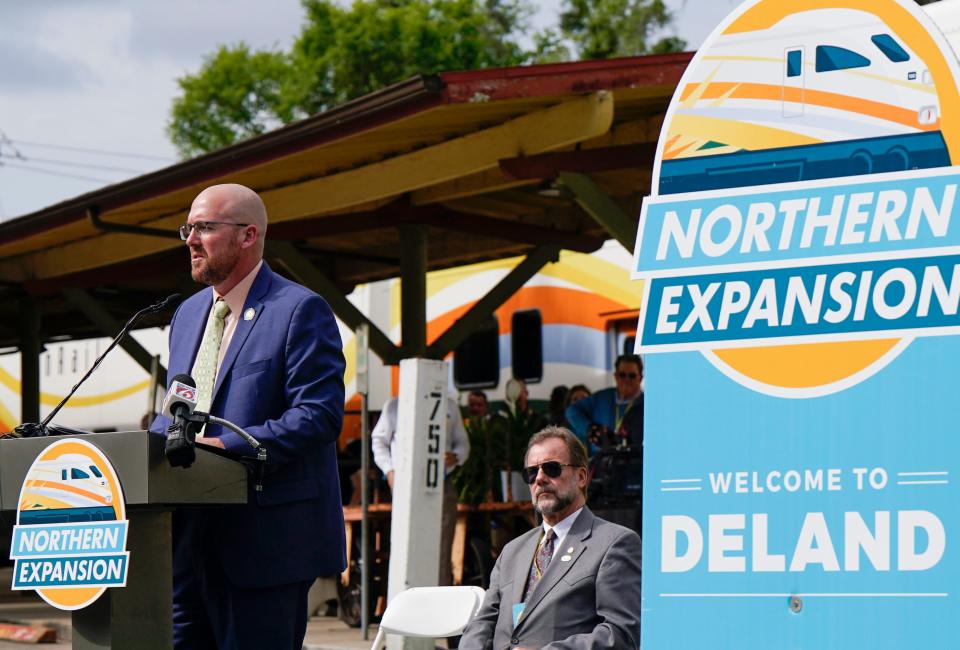 Jared Perdue, Secretary of the Florida Department of Transportation during SunRail expansion station ceremony in DeLand, Monday, May 22, 2023. 