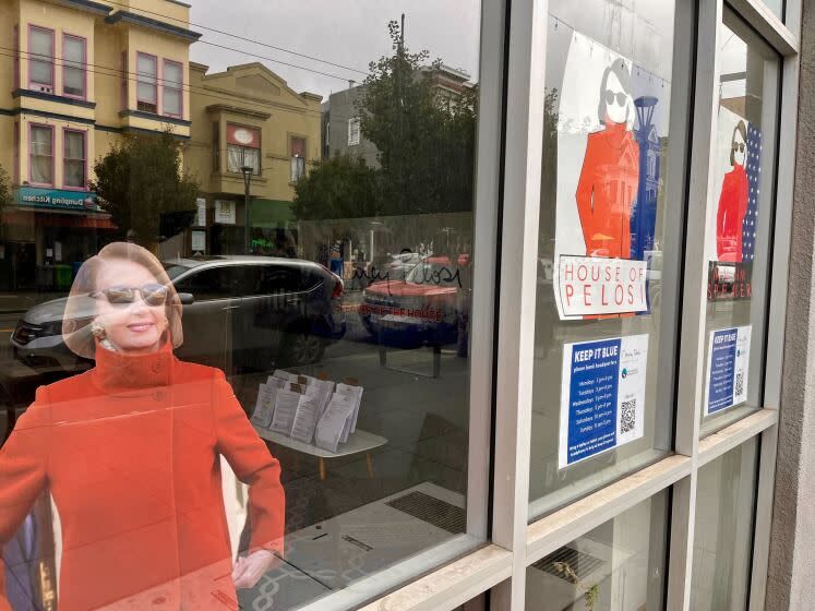 Nancy Pelosi has become as much a San Francisco fixture as Coit Tower and the Golden Gate Bridge. A Democratic Party storefront is filled with iconic images of the House speaker.