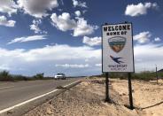 FILE - This Aug. 15, 2019, file photo shows the road to Spaceport America near Upham, New Mexico. An investigation into the conduct of Spaceport America's chief executive officer is ongoing and initial findings are expected in the coming weeks, the organization's interim leader said Wednesday, Sept. 2, 2020. (AP Photo/Susan Montoya Bryan, File)