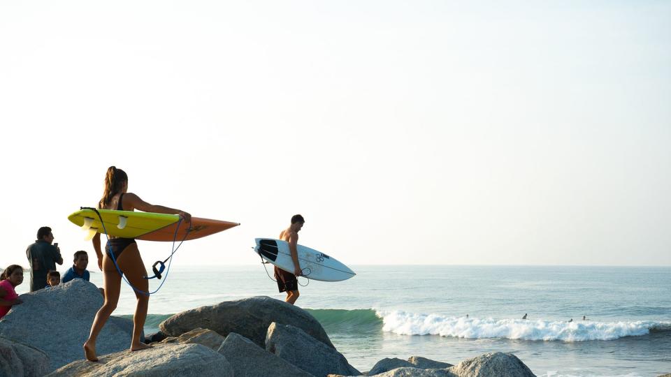 Surfers at Lagunas da Chacahua