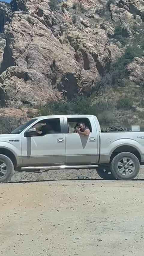 Far-right border vigilantes followed and harassed a group of migrant advocates who were providing humanitarian aid near Sasabe, Arizona, on May 12.