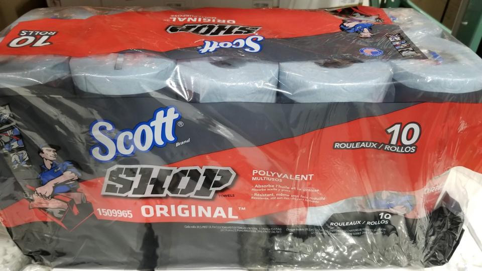 Scott shop towels in package at Costco 