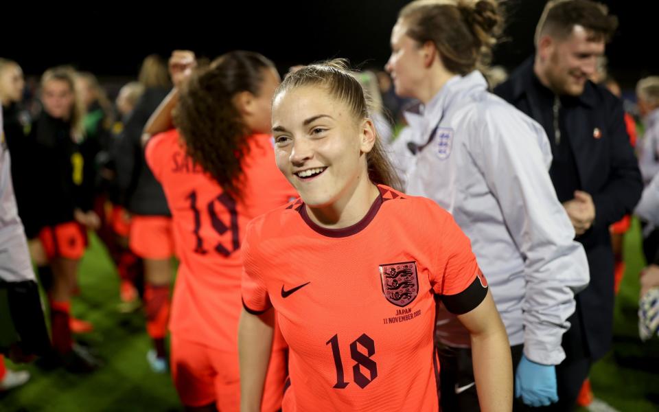 Jess Park of England reacts following the International Friendly between England and Japan at Pinatar Arena - Getty Images/Naomi Baker