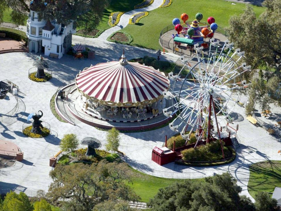 The outdoor fairground is pictured at Neverland Ranch,  a 2,700-acre property formerly owned by King of Pop Michael Jackson in California’s Santa Ynez Valley (Rex Features)