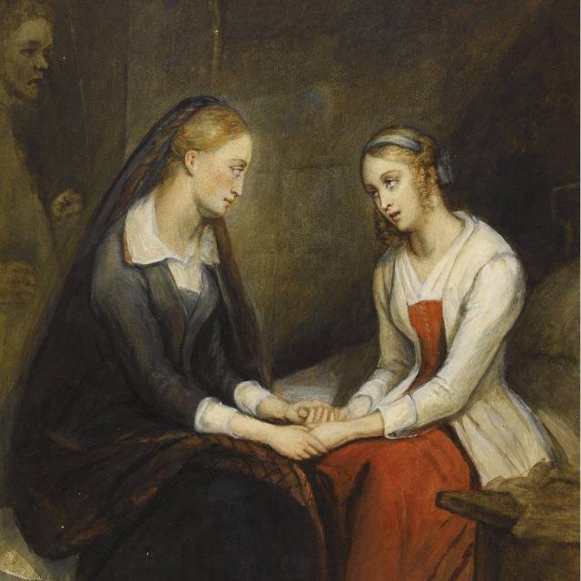 Las hermanas Effie y Jeanie Deans, de &quot;El coraz&#xf3;n de Mid-Lothian&quot;, imaginadas por Ary Scheffer (1795-1858).