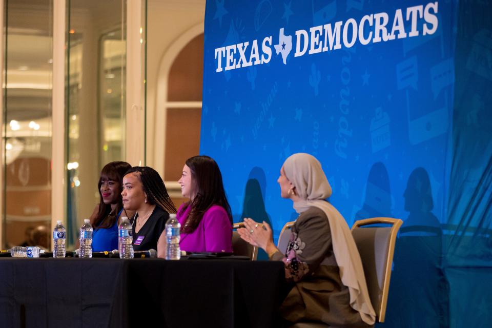 Panelists are introduced during the Lady Bird Breakfast at the Texas Democratic Party Convention in El Paso, Texas, at the Hotel Paso Del Norte on Saturday, June 8, 2024.