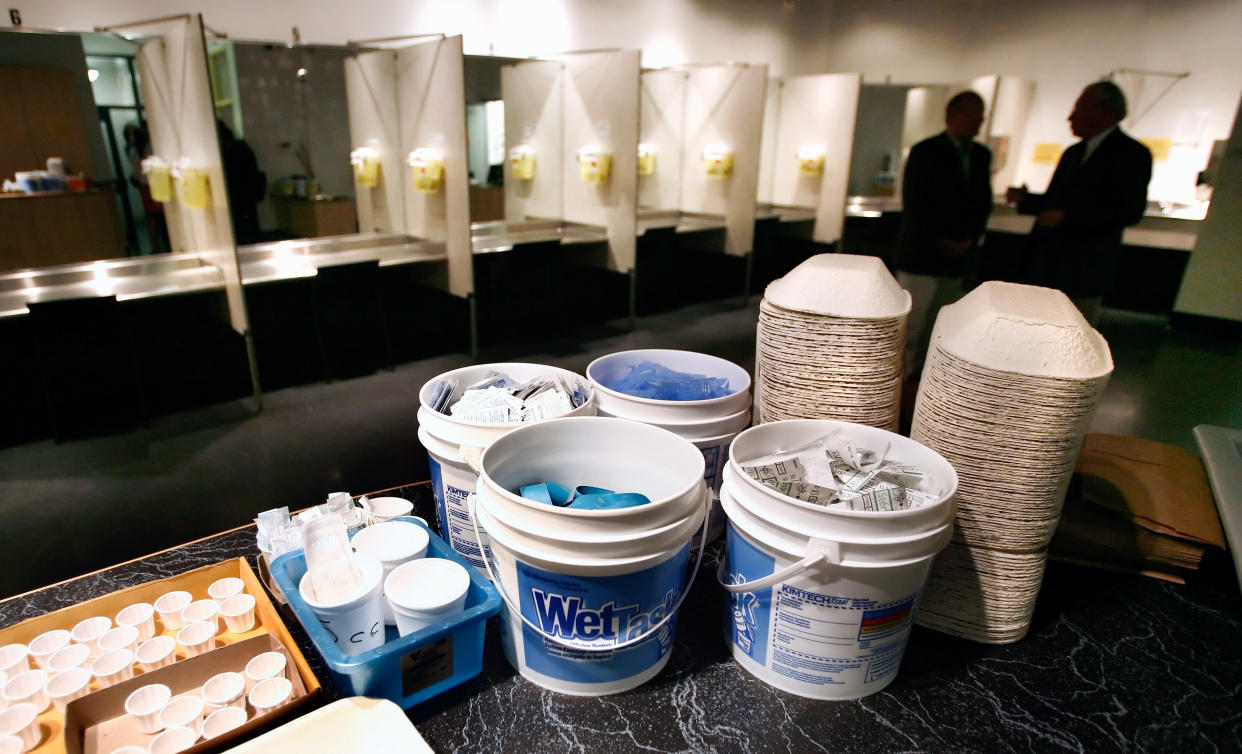 Supplies including syringes, bandages&nbsp;and antiseptic pads are stocked at a safe injection site in Vancouver, British Columbia, in 2006. (Photo: Andy Clark / Reuters)