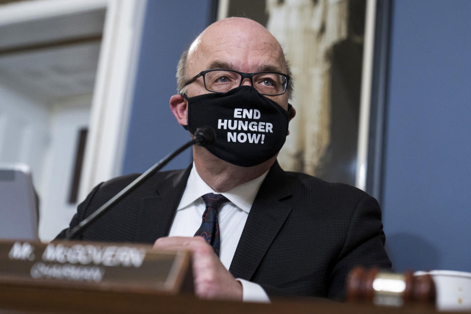 Rep. Jim McGovern, D-Mass., attends a House Rules Committee meeting on Dec. 2, 2021. (Tom Williams / CQ-Roll Call via Getty Images file)