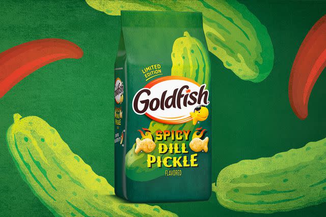 <p>Courtesy of Pepperidge Farm</p> Goldfish’s Spicy Dill Pickle flavor is rolling out purely because of popular demand, meaning it’s not a brand collaboration (like the Old Bay Goldfish). And it’s only the second time that a limited-time flavor has lacked any co-branding.