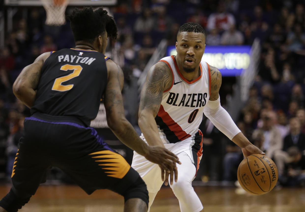 Portland Trail Blazers guard Damian Lillard has been putting up big numbers as a scorer over his last 10 games. (AP Photo/Rick Scuteri)