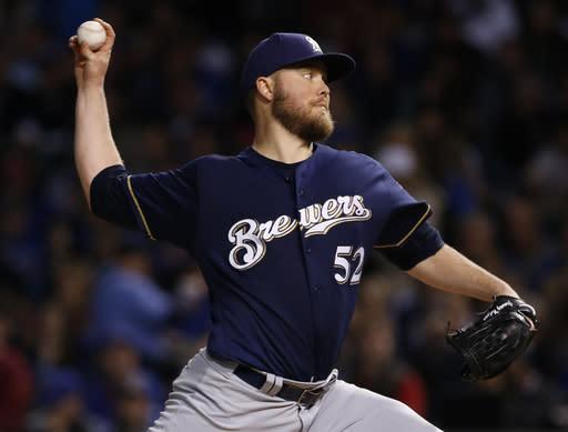 Brewers starting pitcher Jimmy Nelson is lost for the season with a shoulder injury. (AP)