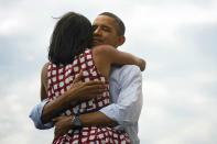 As networks began calling the race for President Obama on election night, his campaign tweeted this photo with the caption “four more years.” The image became the most retweeted ever and also the "<a href="http://www.facebook.com/photo.php?fbid=10151255420886749&set=pb.6815841748.-2207520000.1353448365&type=3&theater" rel="nofollow noopener" target="_blank" data-ylk="slk:most liked;elm:context_link;itc:0;sec:content-canvas" class="link ">most liked</a>" on Facebook, receiving over 4.4 million “likes” and counting. (<a href="https://twitter.com/BarackObama/status/266031293945503744" rel="nofollow noopener" target="_blank" data-ylk="slk:@BarackObama;elm:context_link;itc:0;sec:content-canvas" class="link ">@BarackObama</a>/Twitter)