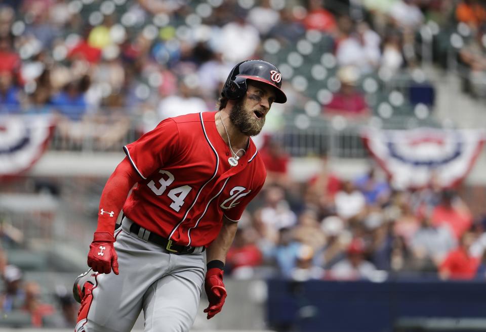 Bryce Harper leads all vote-getters in the first NL All-Star tally. (AP)
