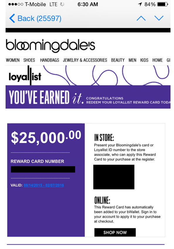 Bloomingdale's asks customer to return items after store credit glitch
