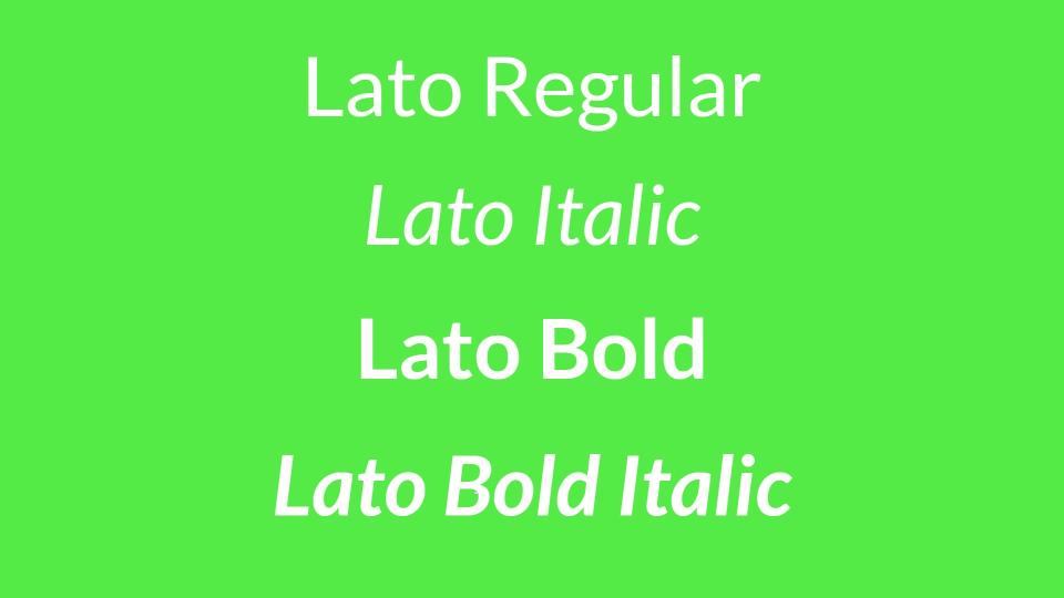 Example of Lato in four weights