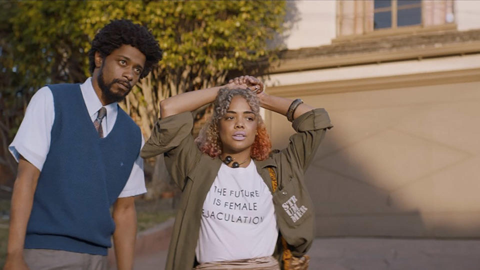 We could build an entire cultural&nbsp;discussion around&nbsp;Danny Glover's career advice for Lakeith Stanfield in "Sorry to Bother You": As a telemarketer, you're better advantaged if you disguise your voice to sound white -- but not "Will Smith white." (Fun side note: Sundance juror Jada Pinkett Smith was in the audience at the premiere. Quick, someone ask what she texted her husband afterward.) But that counsel only skims the surface of this rowdy, surreal comedy about an Oakland&nbsp;20-something&nbsp;hawking a wellness program that, come to find out, doubles as an elaborate slave-labor ploy. <br /><br />With a character name like Cassius Green, an artist-activist girlfriend played by Tessa Thompson (just wait till you see her statement earrings) and a coke-guzzling boss (Armie Hammer!) who demands Cassius freestyle at a party, Stanfield and writer-director Boots Riley have conceived a character torn between wokeness, economic gain and a very human&nbsp;urge to keep the peace. But as events grow increasingly bizarre --&nbsp;have you ever seen a horse-man penis?&nbsp;-- the movie also finds a soulfulness, resonating ever more strongly as it threatens to fly off the rails. Merrill Garbus of<strong>&nbsp;</strong>Tune-Yards fame wrote the score, so imagine an effervescent joyride in which corporate greed, racist stereotypes and palatial orgies make cameos. -- <i>Matthew Jacobs</i>