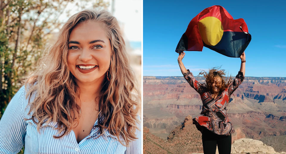 Naarah can be seen holding Aboriginal flag.