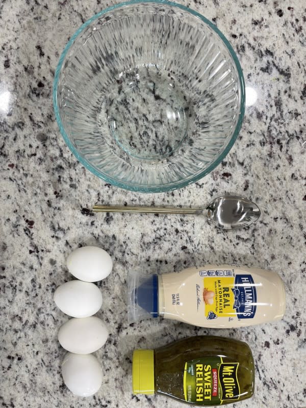 Ingredients f<em>or </em>Eugene Levy's Famous Egg Salad<p>Courtesy of Choya Johnson</p>