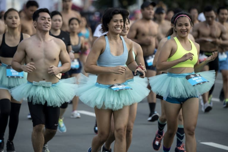 While more daring participants wore G-strings and body paint, others opted for silly costumes