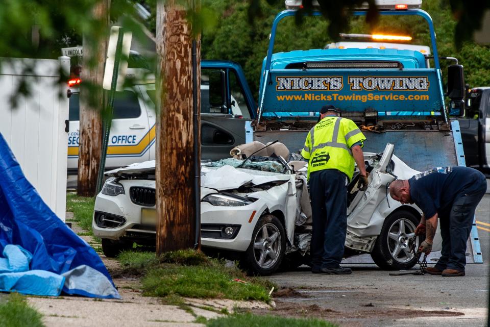 One person died and three others were seriously injured in a one-car crash on Marginal Road in Rutherford, NJ on Friday July 8, 2022.