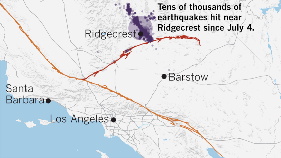 The Ridgecrest quakes could trigger a large quake on the Garlock fault, and that could trigger a quake on the San Andreas.
