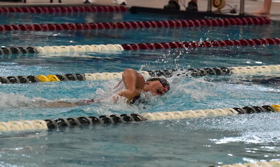 Angie McKane of Corning won the 100-yard freestyle and 200 IM at the Girls Invitational in the Glen at Watkins Glen High School on Sept. 23, 2023.