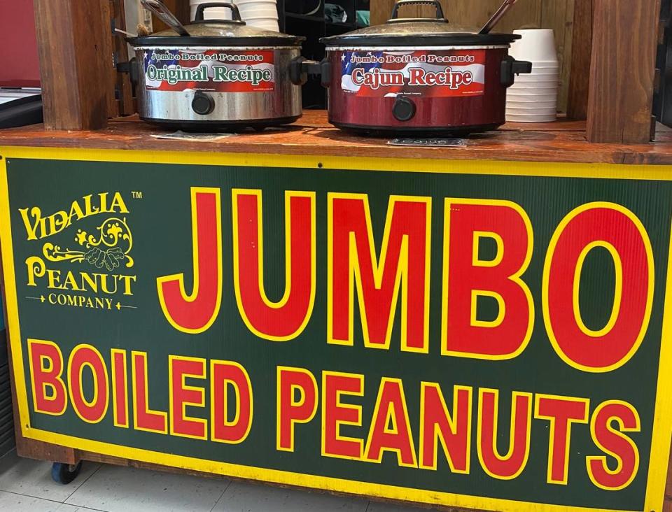 Find boiled peanuts at The Peach Stand in Fort Mill.