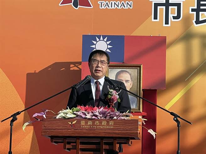 台南市長黃偉哲發表當選致詞。（洪榮志攝）